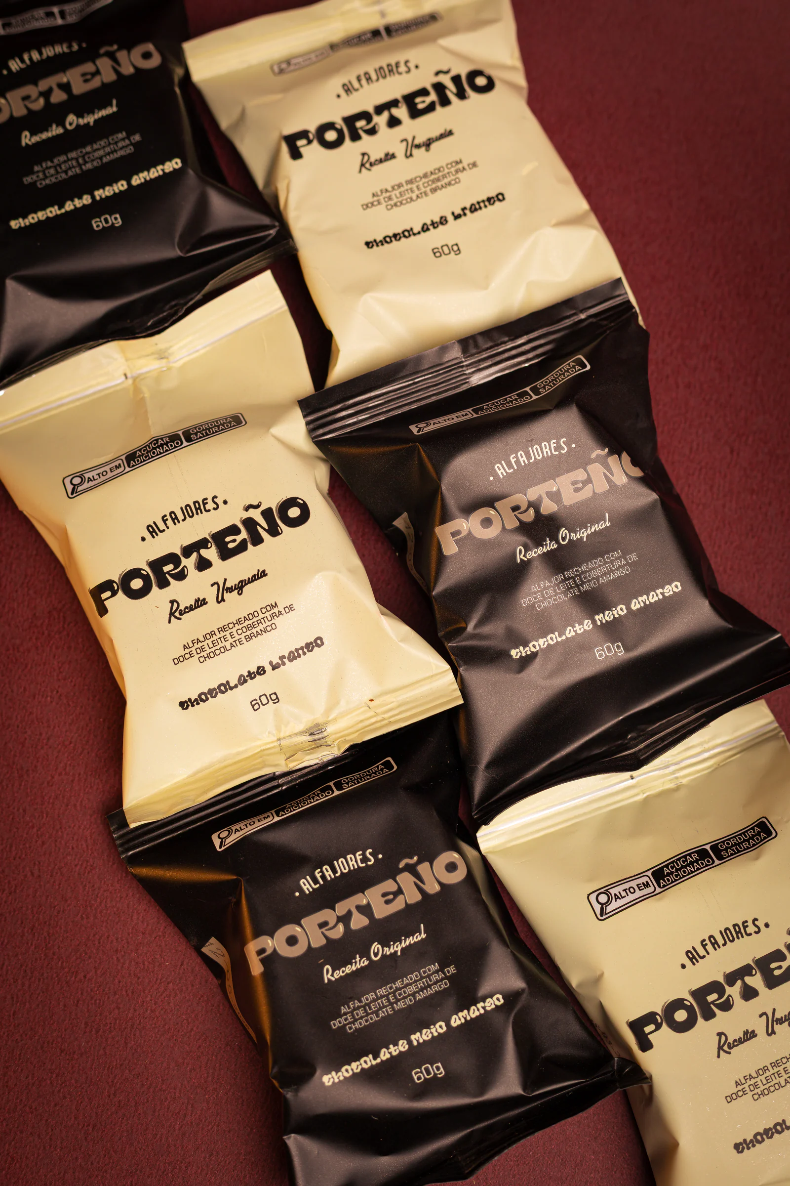 Embalagens dos alfajores Porteño