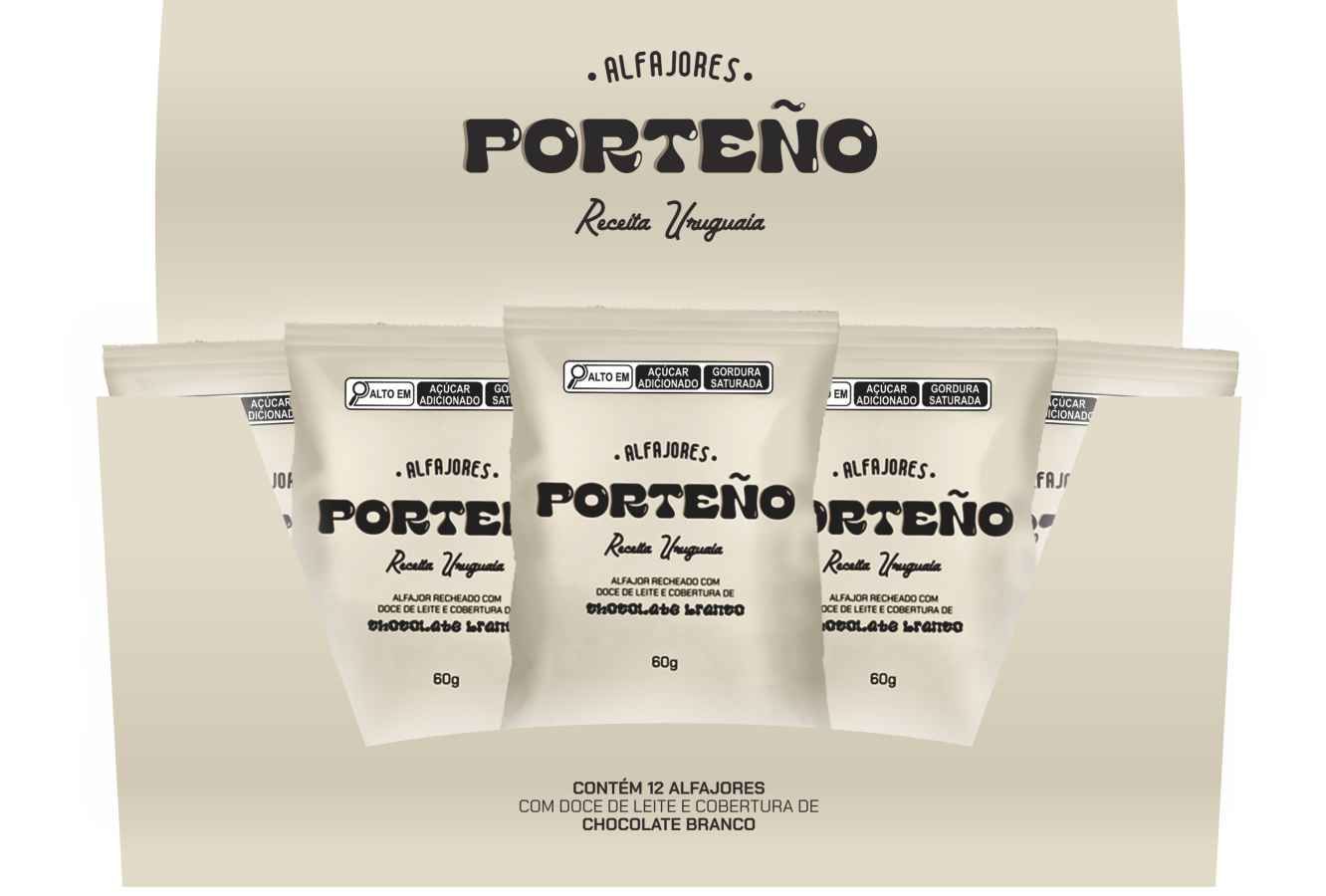 Display Porteño chocolate branco com 12 unidades